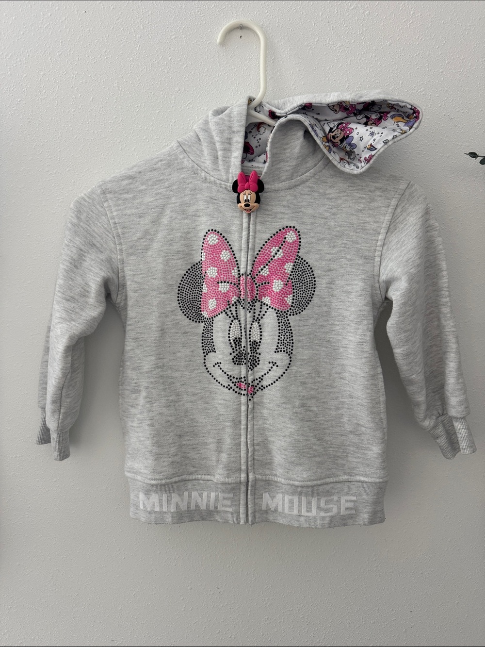 Disney Gray Hoodie with Pink Minnie Bow Accent